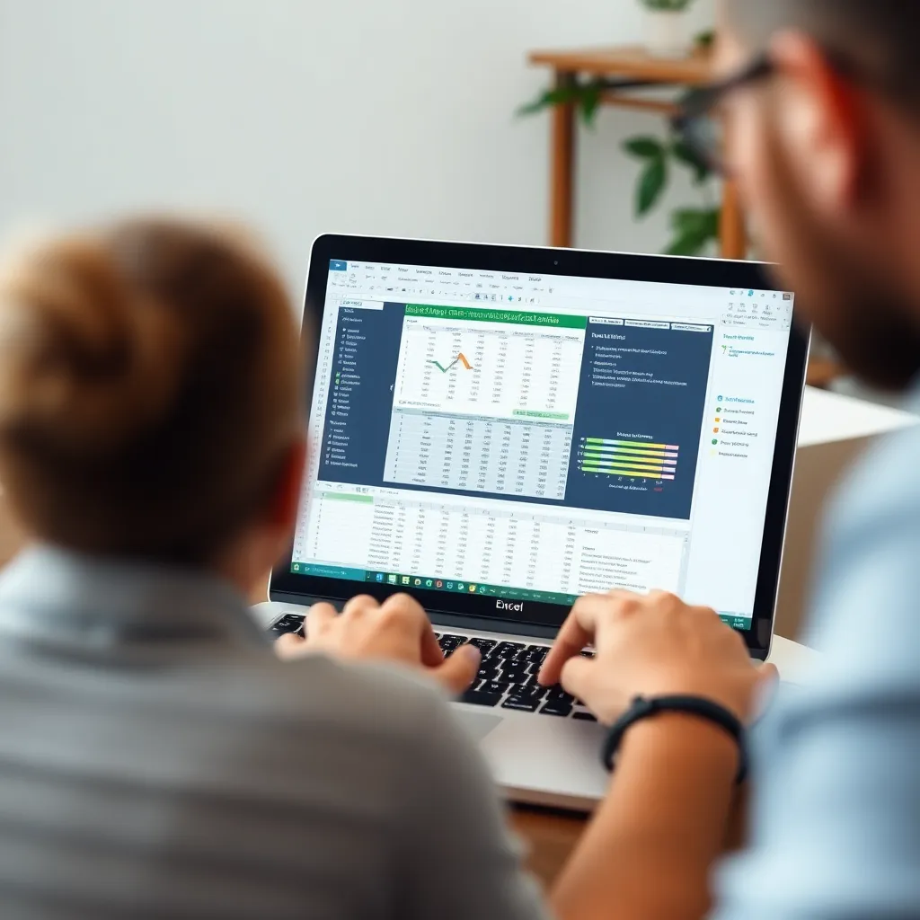 Een persoon die een Excel proefles volgt op laptop