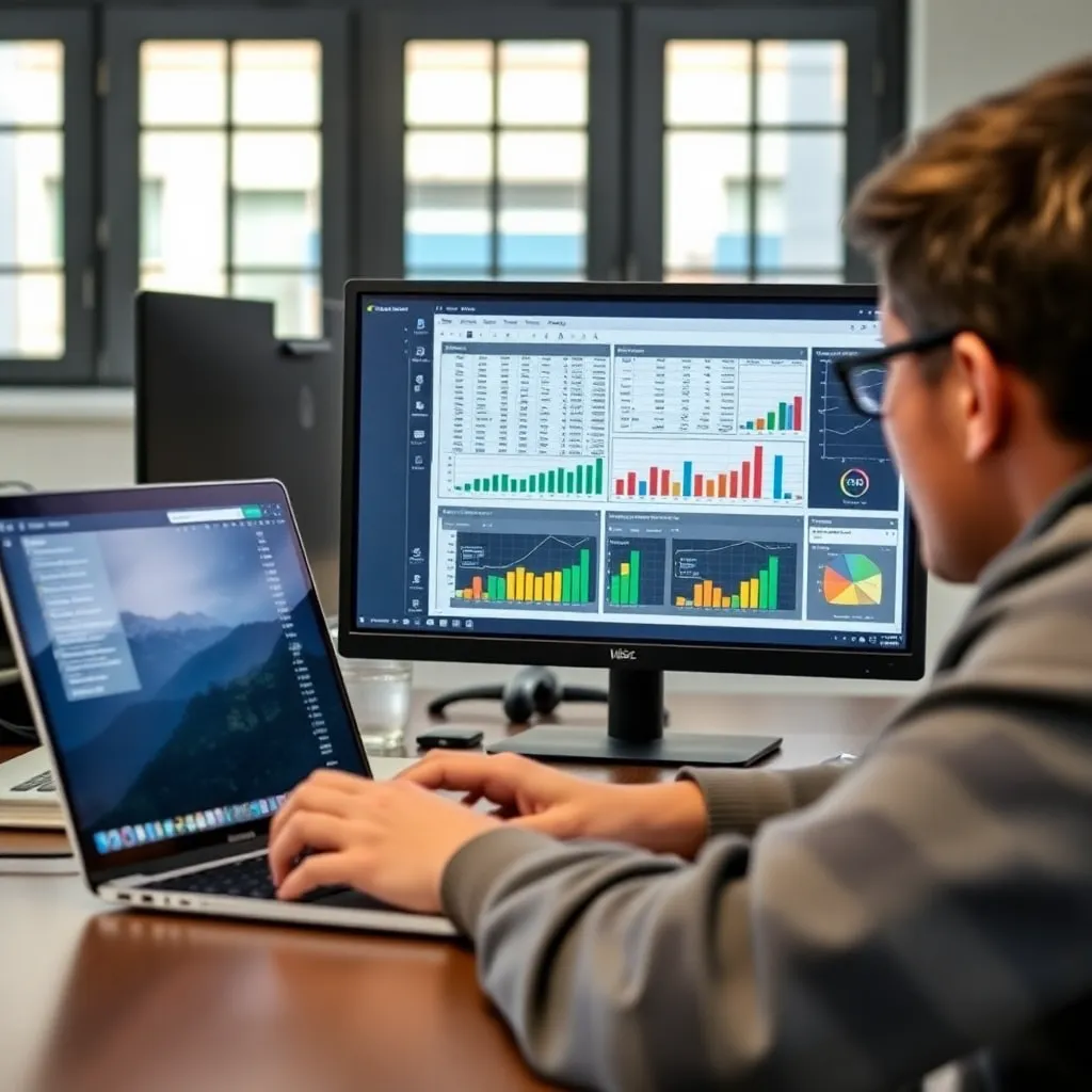 Professionele werkplek met laptop waarop Excel-spreadsheet zichtbaar is